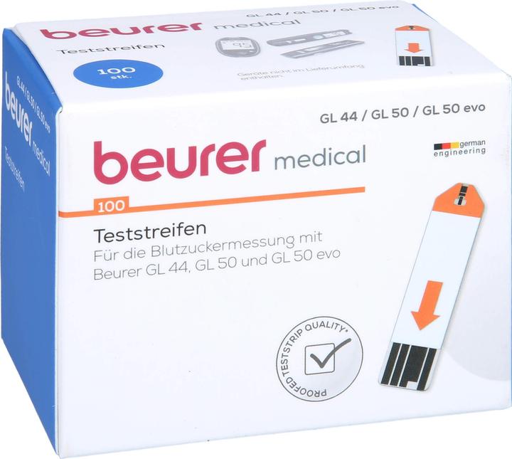 Produktbild Beurer GL 44 / GL 50 / GL 50 evo Blutzuckerteststreifen, 100 St. Teststreifen (Teststreifen)