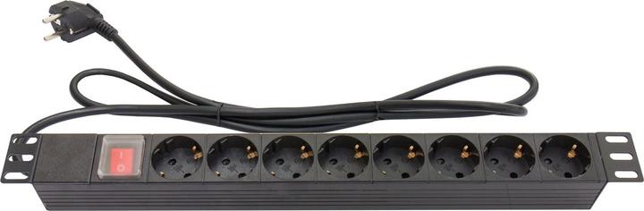 Actual product image Good Connections Power strip 48.30cm (19"), 1U, Schuko plug to 8x Schuko socket, with switch (8x, CEE 7/3, 1.80 m)