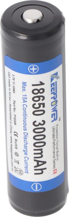 Actual product image Keeppower 18650 3000mAh 3,6V - 3,7V 69x18,85mm Li-Ion-Akku PCB geschützt (1 pcs., 18650, 3000 mAh)