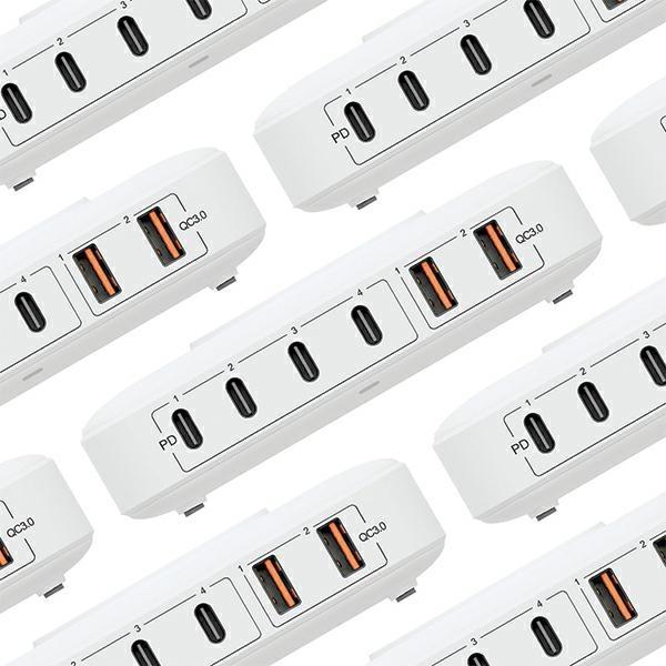 Produktbild 3MK Hyper Charger PowerMax 100W 4xUSB-C + 2xUSB-A stacja ładująca z ład. indukcyjną QC+PD (100 W, 7 Ports)