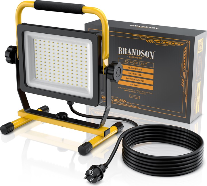 Actual product image Brandson Construction spotlight, 100W LED work light, 144 SMD LEDs, construction spotlight, construction (10000 lm)