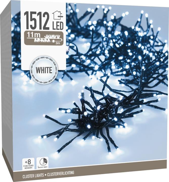 Koopman LED-Clusterbeleuchtung Büschel kaltweiss, 1512 LEDs, sw Kabel, Innen/Aussen, 14m (14 m)