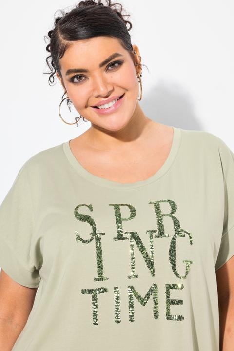 Actual product image Ulla Popken Springtime Sequined Short Sleeve Tee (62)