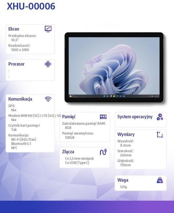 Produktbild Microsoft Surface Go 4 for Business (10.50", 128 GB, 8 GB, Ohne Tastaturlayout, Intel Core 2 Duo)