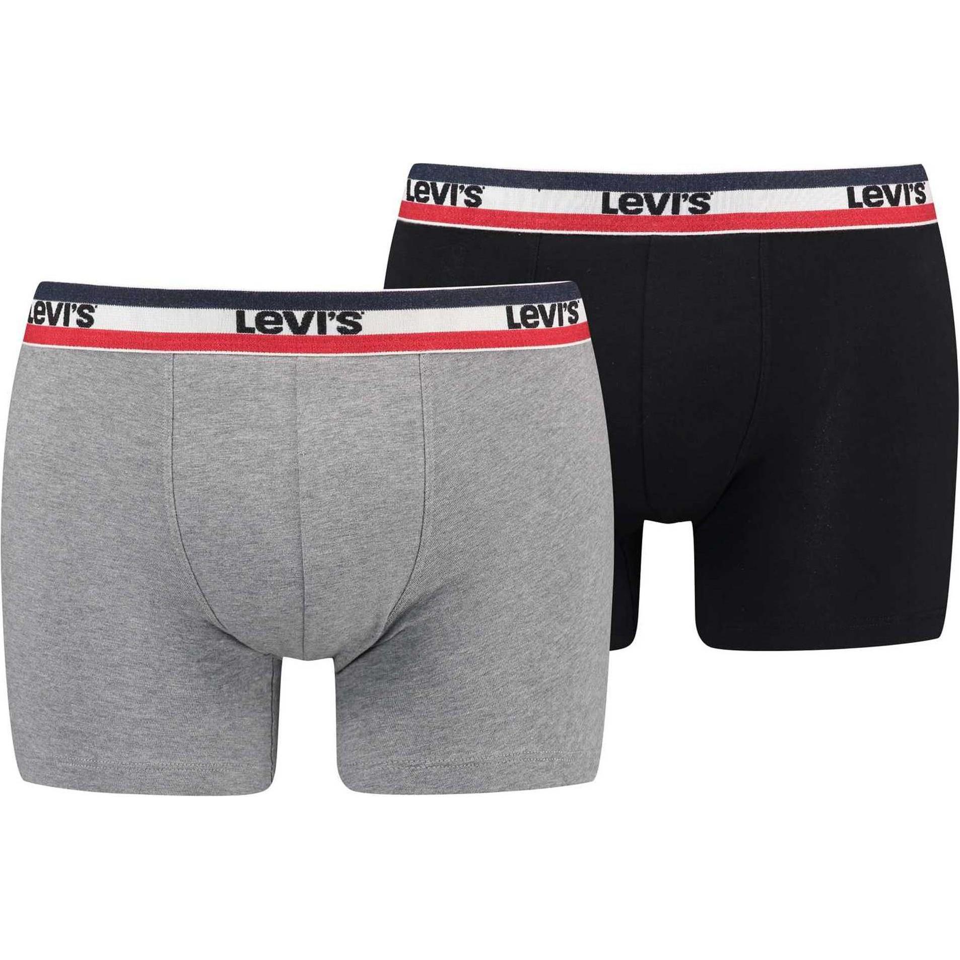 Levis, Herren, Unterhosen, Sportswear Logo, Grau, Schwarz, (M, 2er Pack)