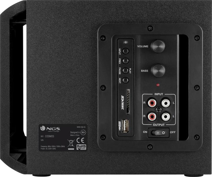 Actual product image NGS Cosmos, 2.1 Channels, 36 W, Black, Rotary Control, CE, RoHS, Built-in