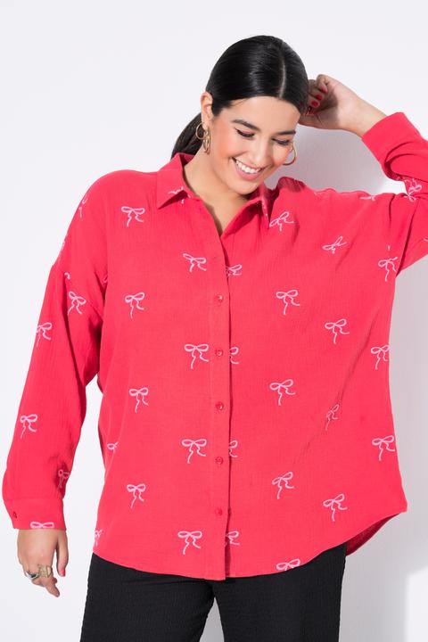 Actual product image Studio Untold Blouse, oversized, muslin, embroidered bows (58)