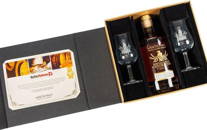 Säntis Malt Whisky Single Cask «Löwenbräu», 50 cl., 48 Vol. %, inkl. 2 Gläser