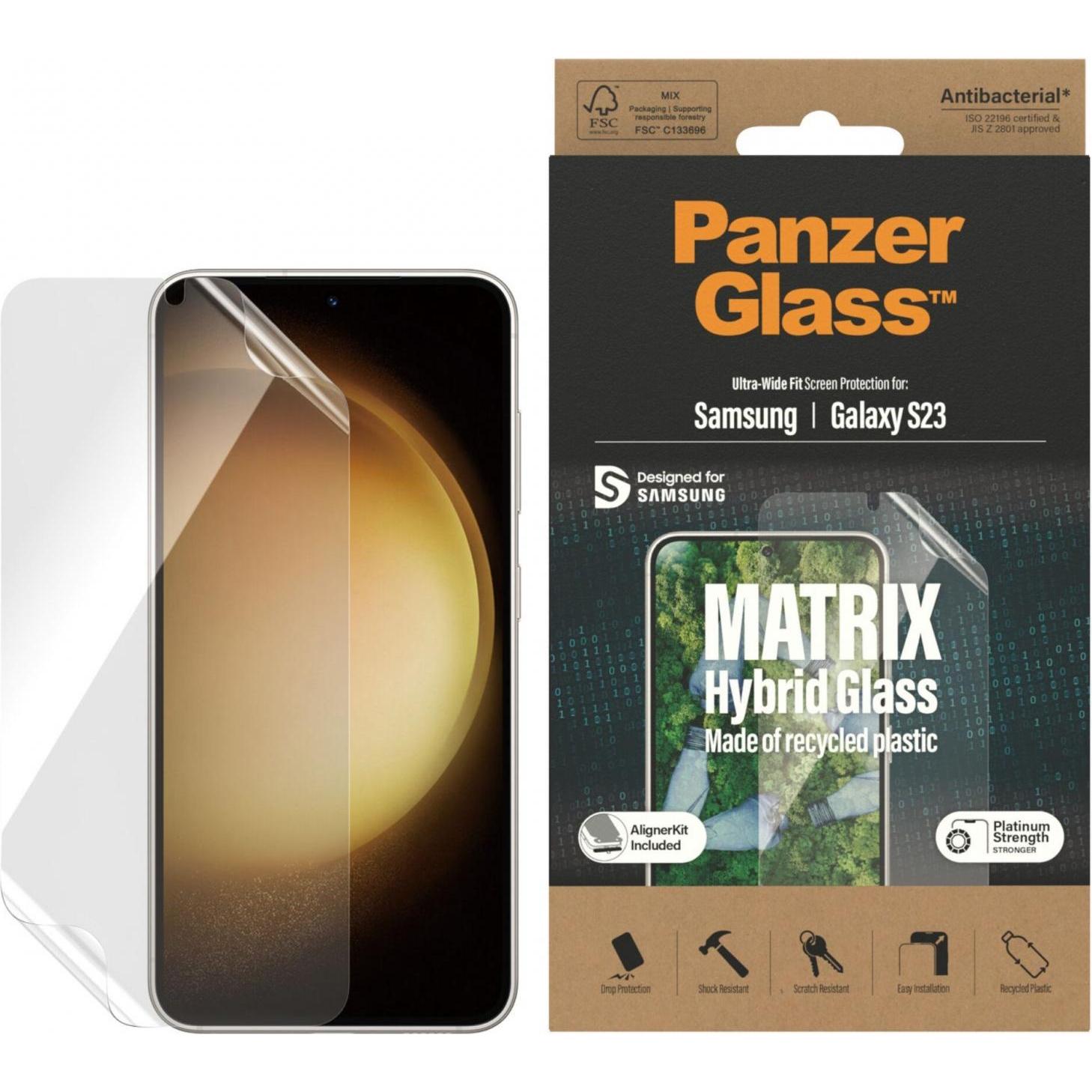 PanzerGlass Ultra-Wide Fit (1 Stück, Samsung Galaxy S23+), Smartphone Schutzfolie, Transparent