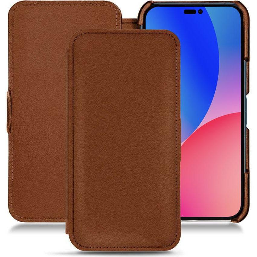 Noreve Lederschutzhülle horizontal (Apple iPhone 14 Pro Max), Smartphone Hülle, Braun