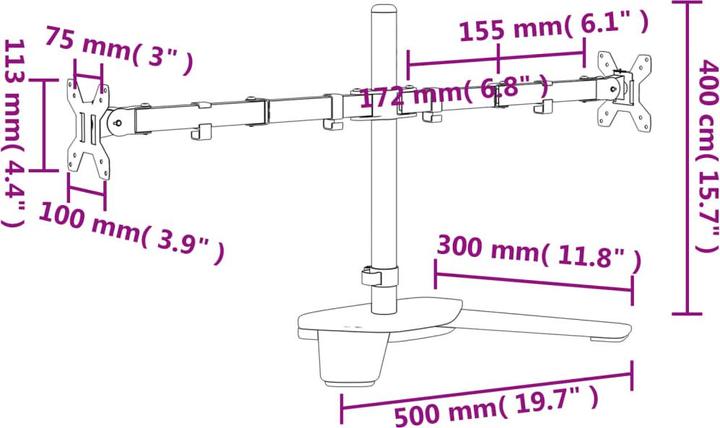 Actual product image vidaXL Tischhalterung für 2 Monitore (Table, 27", 10 kg)