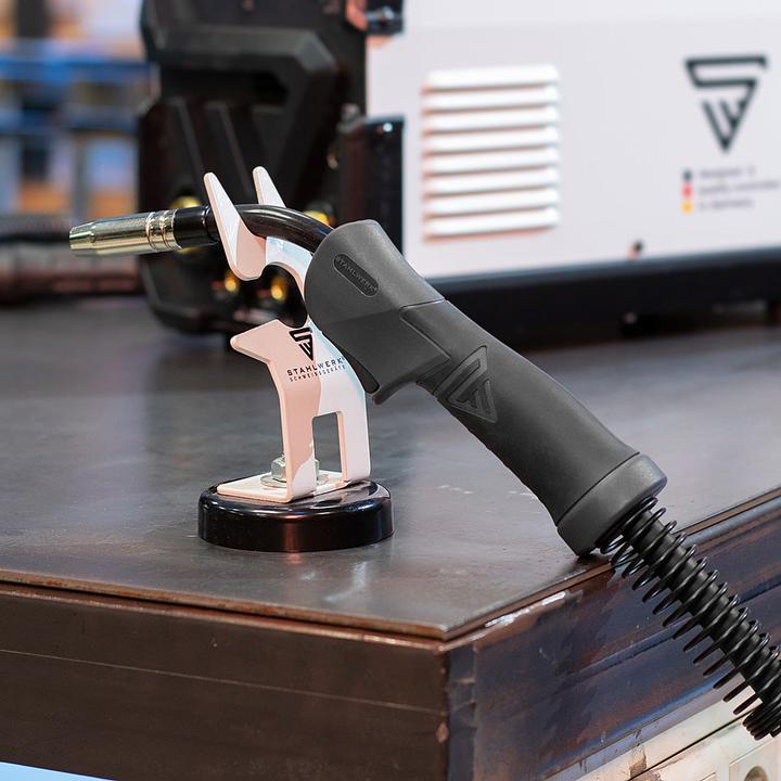 Actual product image Stahlwerk Welding torch holder with magnetic stand white Wig Mig Plasma