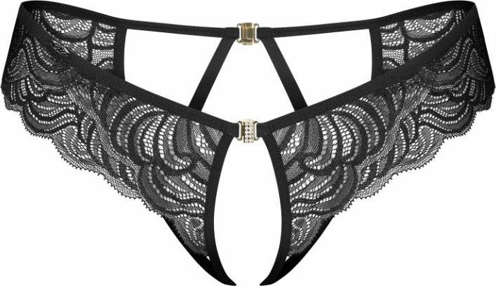 Actual product image Obsessive - Divienne Crotchless Thong - Black (3XL, XXL)