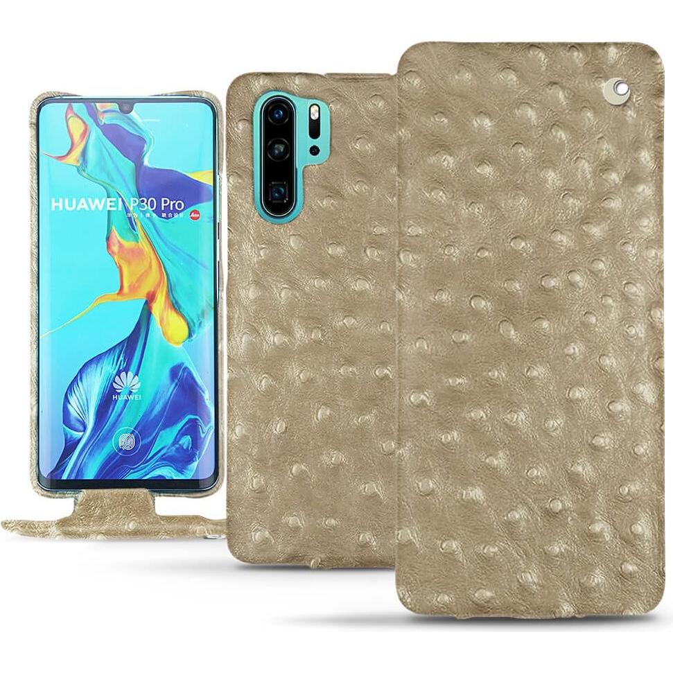 Noreve Lederschutzhülle vertikal (Huawei P30 Pro), Smartphone Hülle, Beige