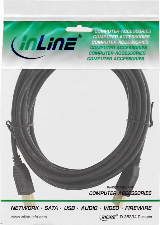 Produktbild InLine Kabel USB USB-A - USB-A 5 m Schwarz (34350S) (5 m, USB 2.0)