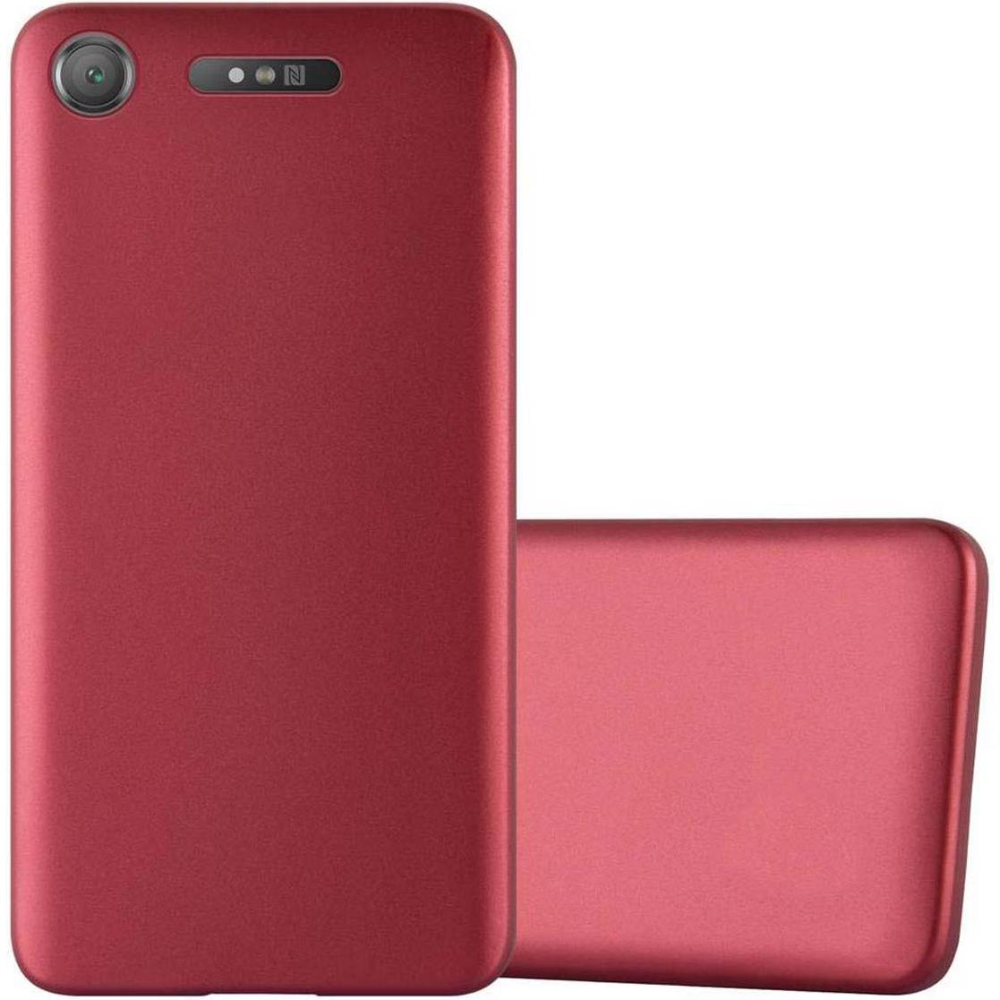 Cadorabo TPU Matt Metallic Cover (Sony Xperia XZ1), Smartphone Hülle, Rot