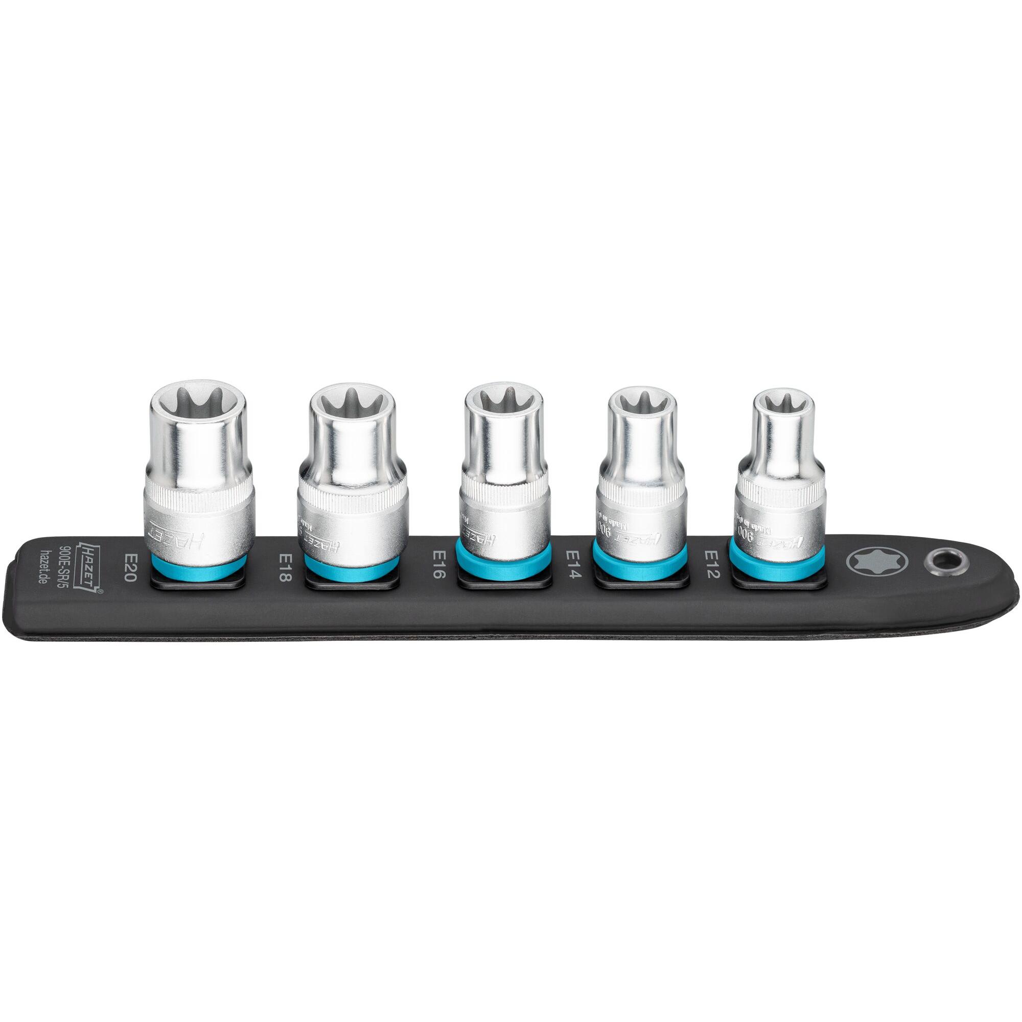 HAZET, Steckschlüssel + Stecknuss, SmartRail ∙ Flexible Kunststoff-Steckleiste 900E-SR/5 ∙ Vierkant12,5 mm (1/2 Zoll) ∙ ...