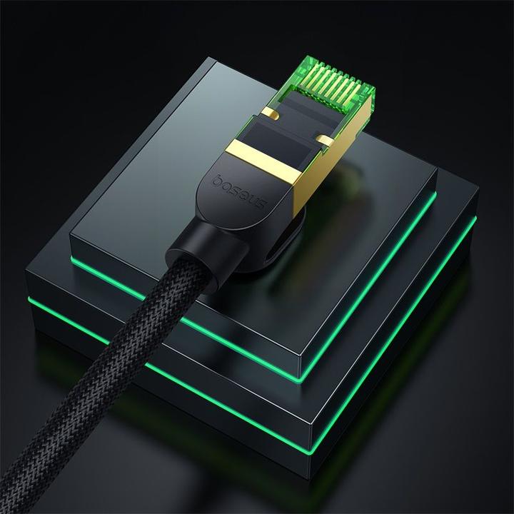 Actual product image Baseus Braided network cable cat.8 Ethernet RJ45, 40Gbps, 2m (black) (CAT8.1, 2 m)
