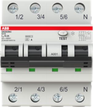 Produktbild ABB FI/LS-Schutzschalter C13 3p+N 0,1A A 4TE 2CSR256140R2134