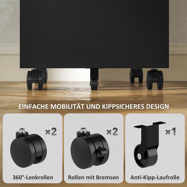 Produktbild Vinsetto Rollcontainer Stahl Schwarz (30 x 43.50 x 60 cm)