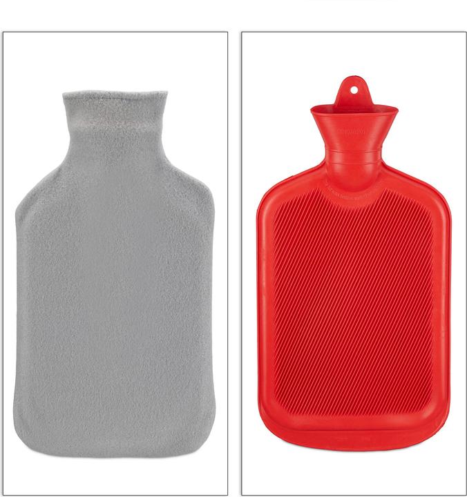 Actual product image Relaxdays Hot water bottle (2 l, Bed flask with cover)