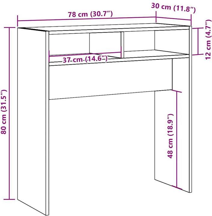 Image du produit vidaXL Konsolentisch (78 x 30 x 80 cm)