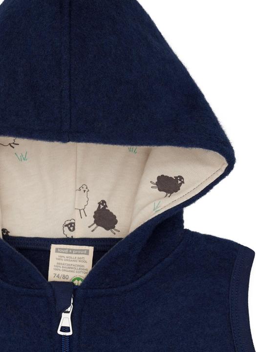 Actual product image loud + proud Babys & Kinder Wollfleece-Weste mit Kapuze (98, 104)