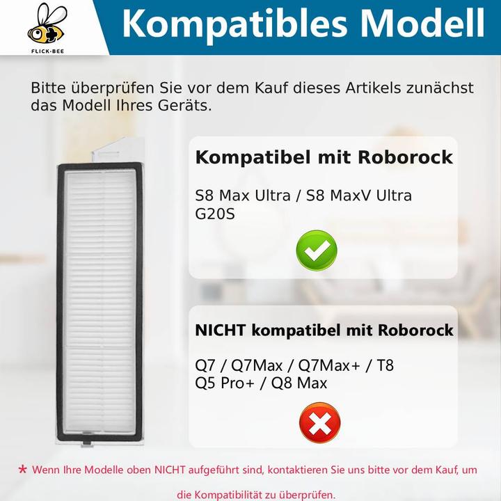 Produktbild Flickbee HEPA-Filter 2er Pack für Roborock S8 MaxV Ultra, S8 Max Ultra