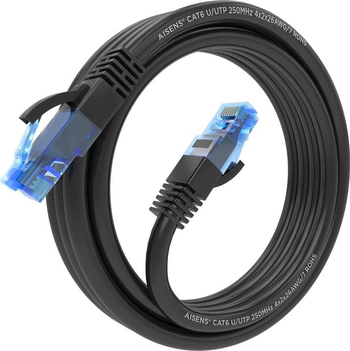 Image du produit Aisens CABLE RED LATIGUILLO RJ45 CAT.6 UTP AWG26 CCA NEGRO 3.0M (U/UTP, CAT6, 3 m)