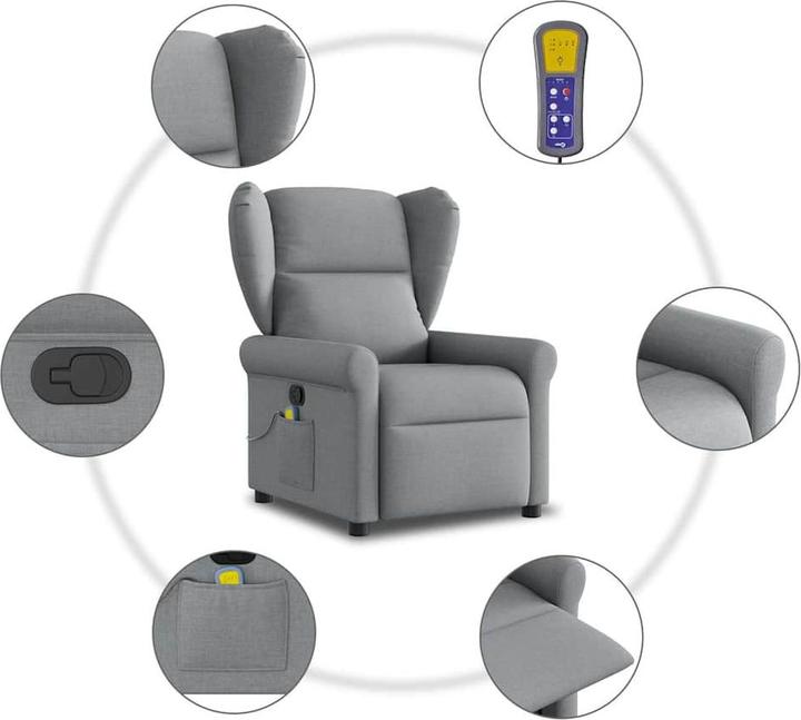 Immagine prodotto VidaXL Poltrona massaggiante in tessuto grigio chiaro poltrona TV massaggiante