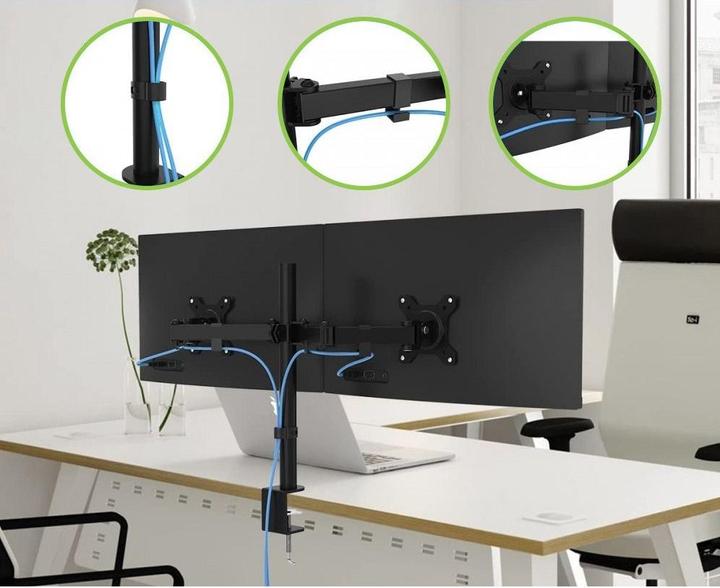 Image du produit Techly Kit de fixation (fixation de serrage pour table, bras de fixation pour double écran, etc. (Tables, 27", 10 kg)