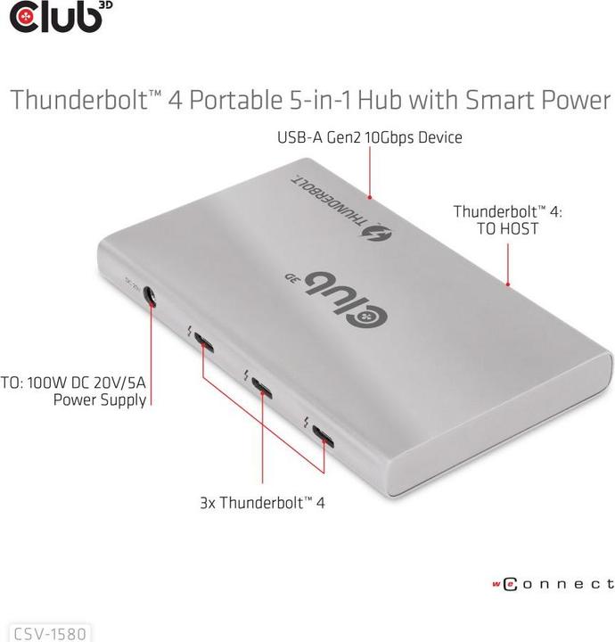 Produktbild Club 3D CSV-1580 (Thunderbolt, 5 Ports)