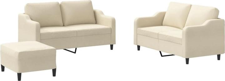 Produktbild VidaXL Sofagarnitur Kissen Sessel Sofa Couch Designsofa 3-tlg. Creme Stoff (2-Sitzer)