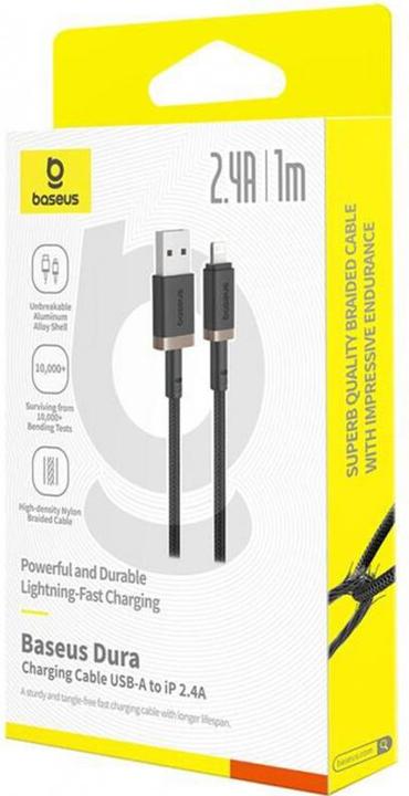 Actual product image Baseus Dura fast charging cable type A to IP 2.4A black gold (1 m, USB 2.0)