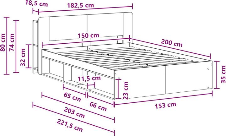 Produktbild vidaXL Bettrahmen (150 x 200 cm)