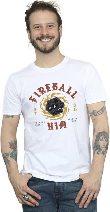 Actual product image Netflix Mens Stranger Things Fireball Dice 86 T-Shirt (4XL)