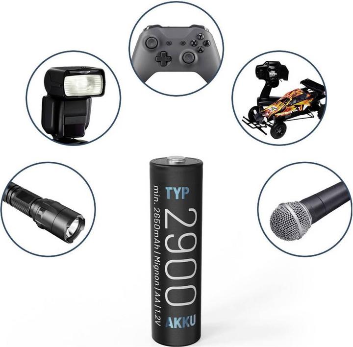 Actual product image Absina Mignon (AA)-Akku NiMH 1.2 V 8 St. (8 pcs., AA / LR6 / LR06 / Mignon / R6 / R14505, HR6, 2650 mAh)