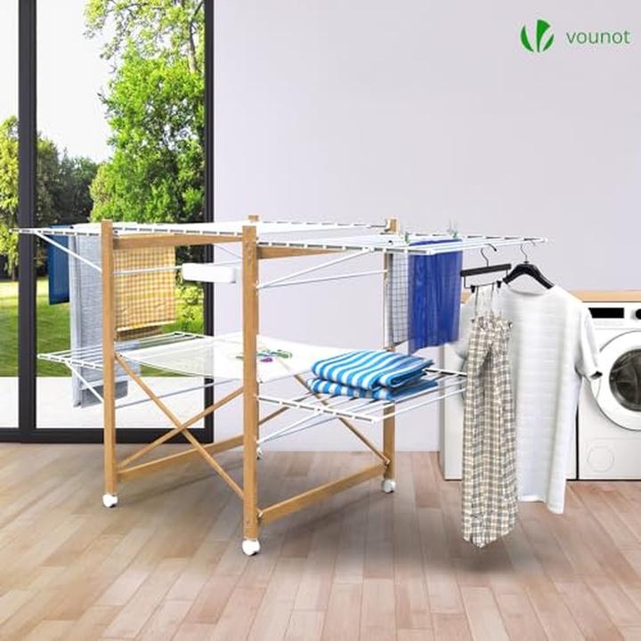 Produktbild Vounot Uitschuifbares Wasreck mit Rädern, faltbar und platzsparend (30 m)