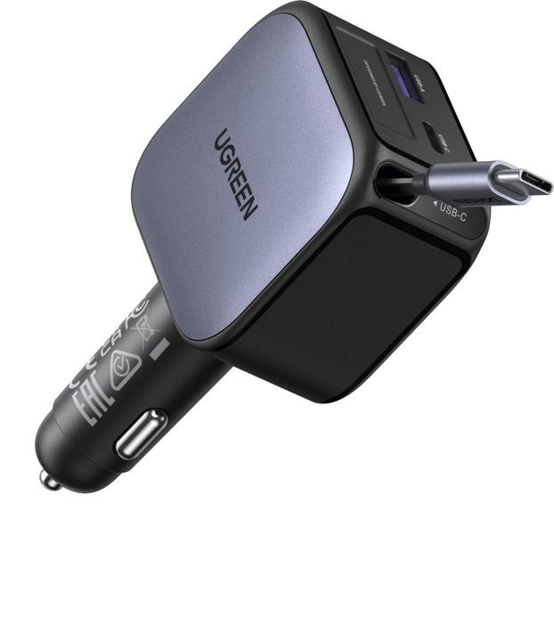 Actual product image Ugreen 2-Port Fast Charger 145W- Retractable Cable