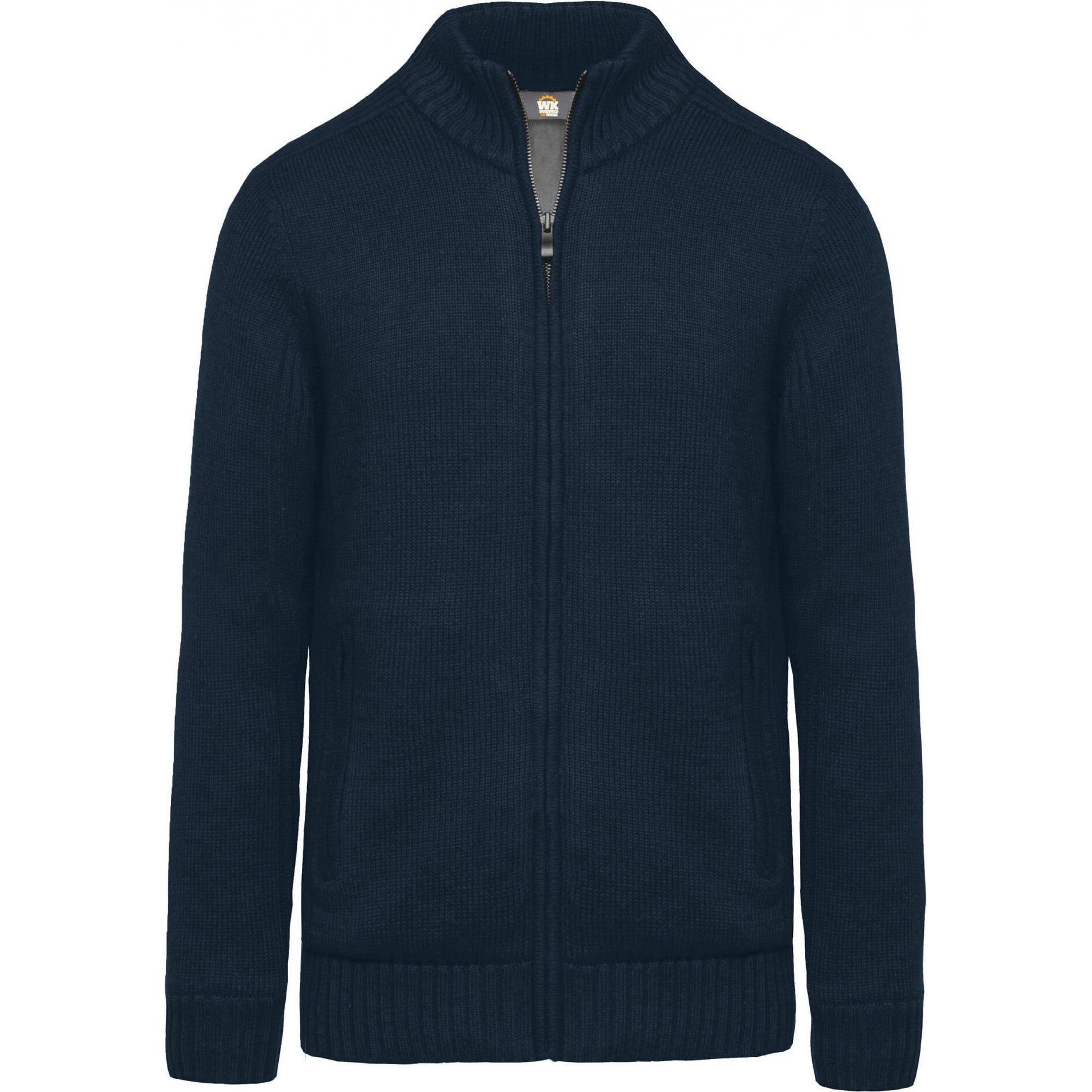 Kariban, Herren, Pullover, Fleece-gefütterte Strickjacke, Blau, (XXL)