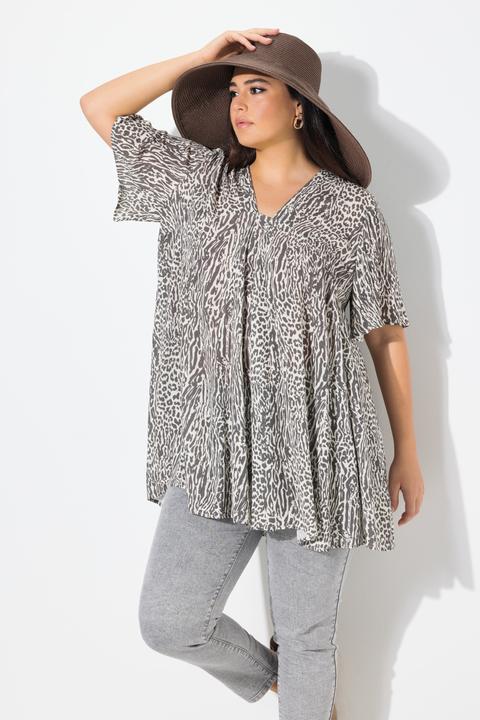 Produktbild Ulla Popken Bluse, Tiermuster, A-Linie, Carré-Ausschnitt, Halbarm (46, 48)