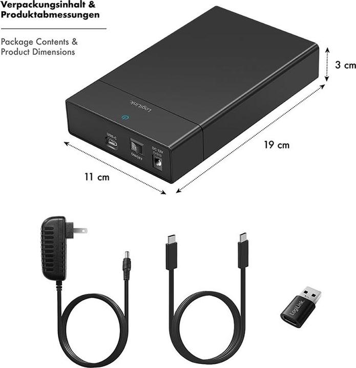 Produktbild LogiLink HDD Gehäuse Speichergehäuse 3,5 SATA USB 3.0 UA0460 (2.5", 3.5")