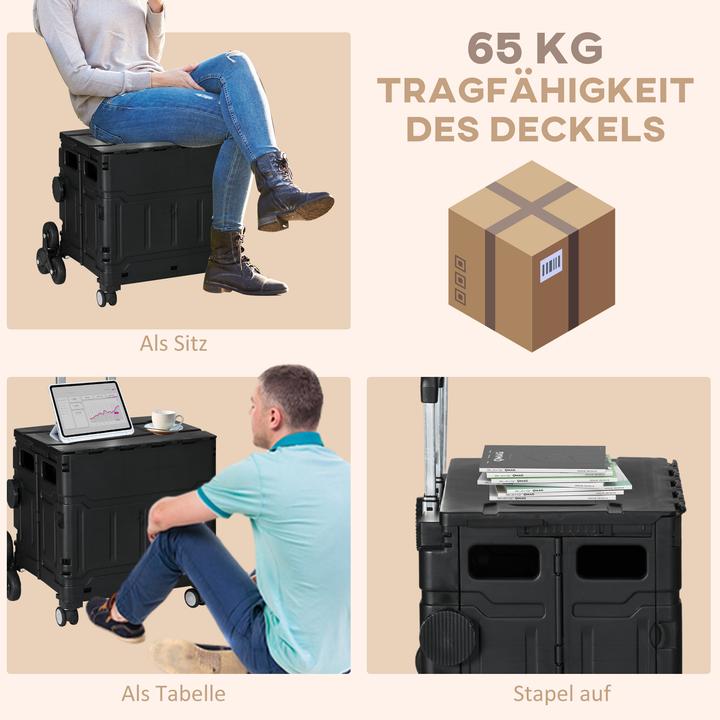 Produktbild Homcom Einkaufswagen Kunststoff, Aluminiumlegierung Schwarz