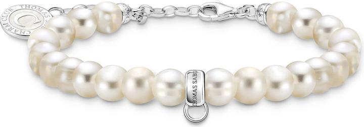 Immagine prodotto Thomas Sabo Braccialetto con ciondoli in argento bianco e ovale (19 cm, Argento 925, Smalto)