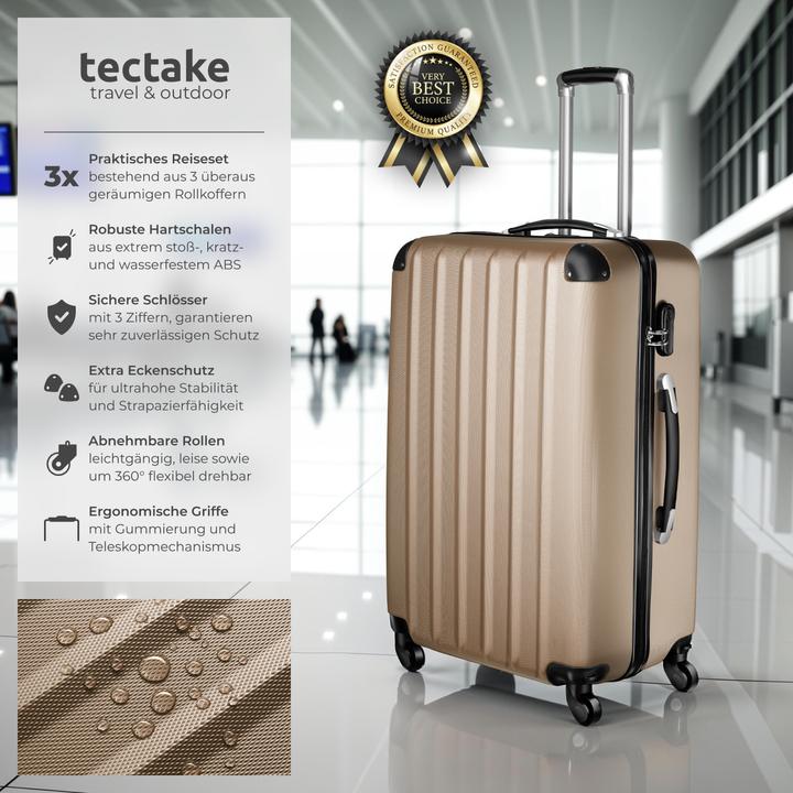 Image du produit tectake Set de 3 Valises (95 l, M (50 - 90l), L (90 - 115l))