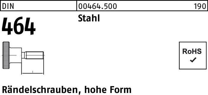 Produktbild Rändelschraube DIN 464 hohe Form M 8 x 40 Stahl Stahl (10 Schrauben pro Stück)