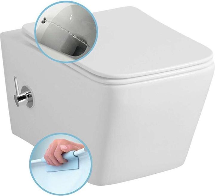 Sapho porto - hangend toilet met bidetdouche, rimless, wit