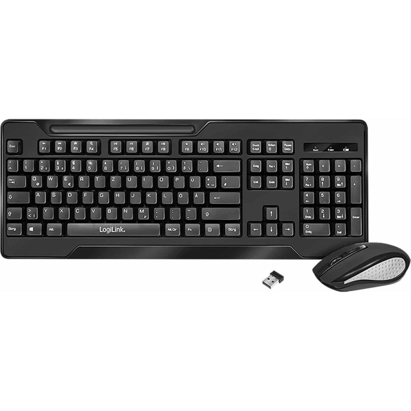 LogiLink ID0194 (DE, Kabellos), Tastatur, Schwarz