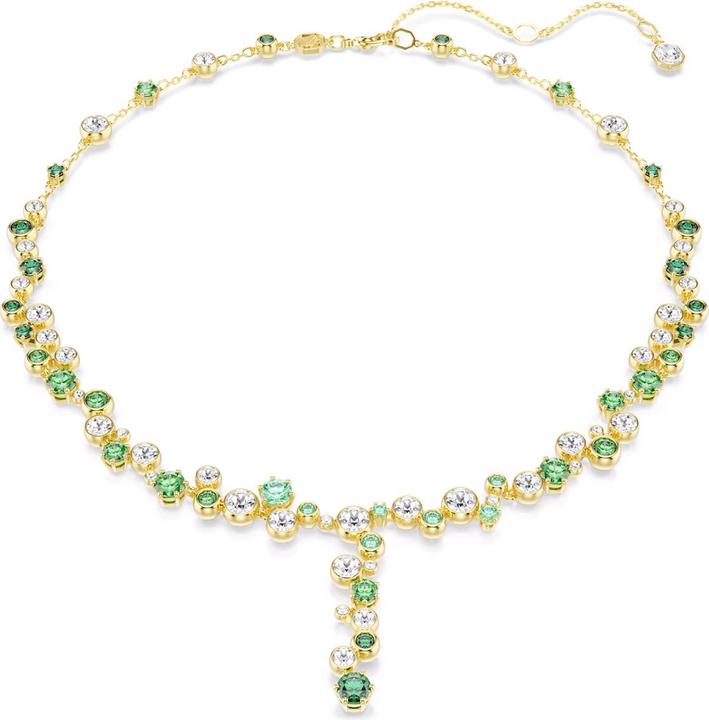 Actual product image Swarovski Constella Y Halskette Verschiedene Schliffe Grün Goldlegierungsschicht (Swarovski Metal, 38 cm)