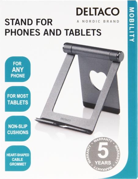Produktbild Deltaco Ständer für Telefone und Tablets, Aluminium, Silber